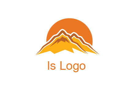 rocky mountains with sunrise icon