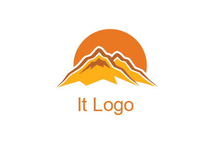 rocky mountains with sunrise icon