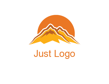 rocky mountains with sunrise icon