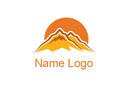 rocky mountains with sunrise icon