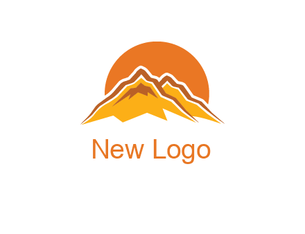 rocky mountains with sunrise icon