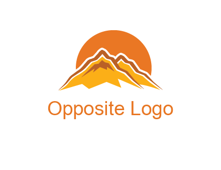 rocky mountains with sunrise icon
