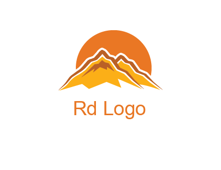 rocky mountains with sunrise icon