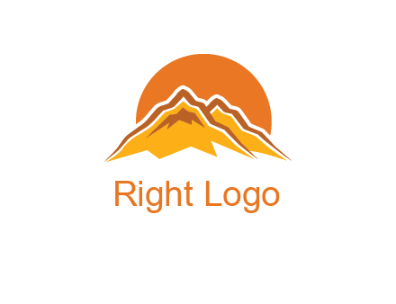 rocky mountains with sunrise icon