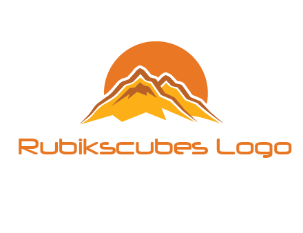 rocky mountains with sunrise icon