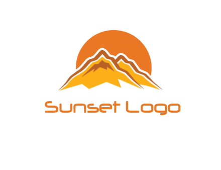 rocky mountains with sunrise icon