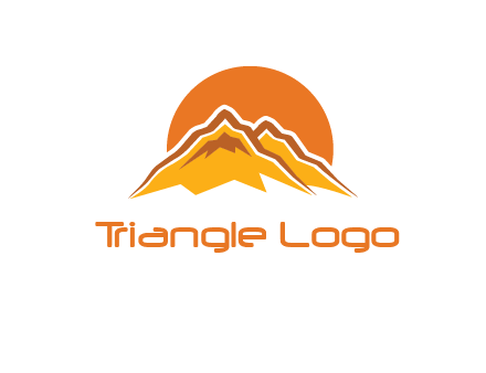 rocky mountains with sunrise icon