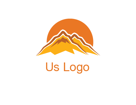 rocky mountains with sunrise icon