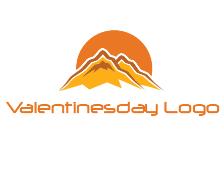 rocky mountains with sunrise icon