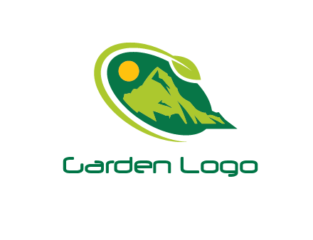 leaf swoosh and mountain logo