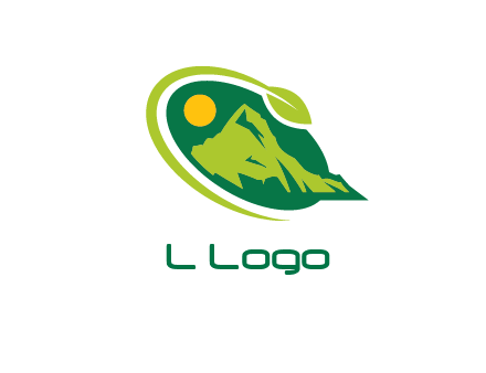 leaf swoosh and mountain logo