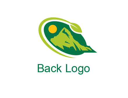 leaf swoosh and mountain logo