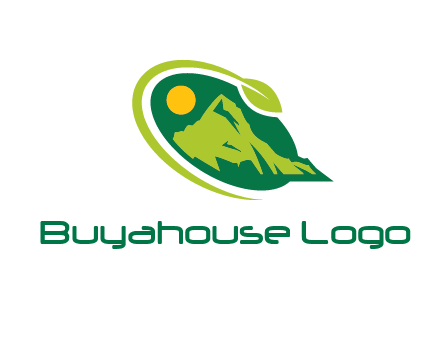 leaf swoosh and mountain logo