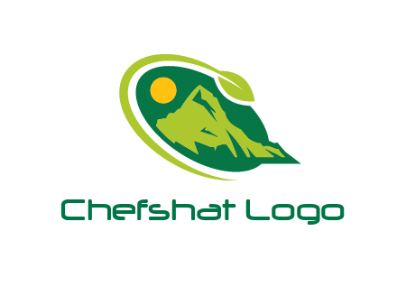 leaf swoosh and mountain logo