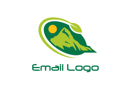 leaf swoosh and mountain logo
