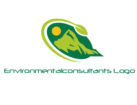 leaf swoosh and mountain logo