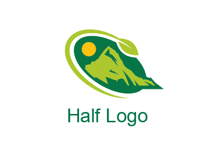 leaf swoosh and mountain logo