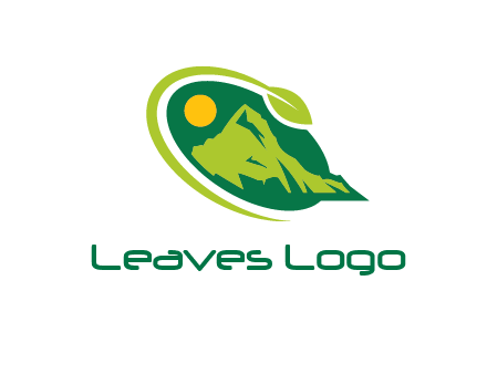 leaf swoosh and mountain logo