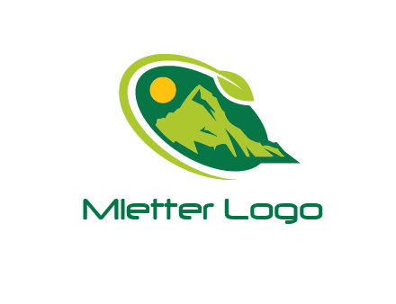 leaf swoosh and mountain logo