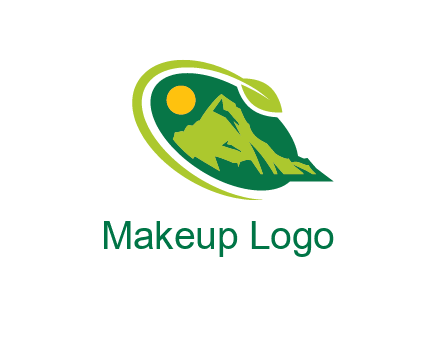 leaf swoosh and mountain logo