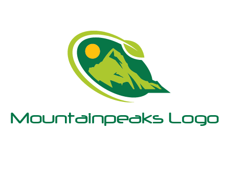 leaf swoosh and mountain logo