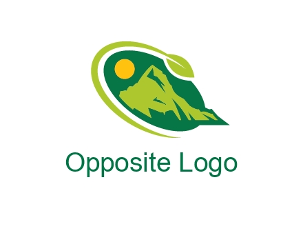 leaf swoosh and mountain logo