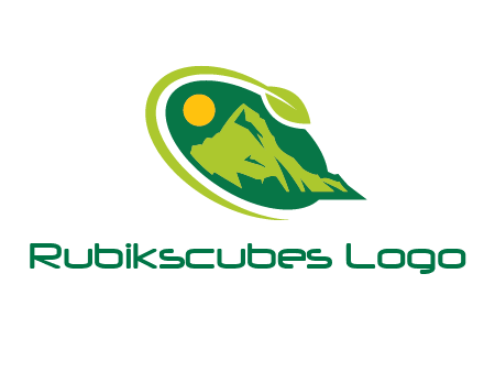 leaf swoosh and mountain logo