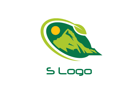 leaf swoosh and mountain logo