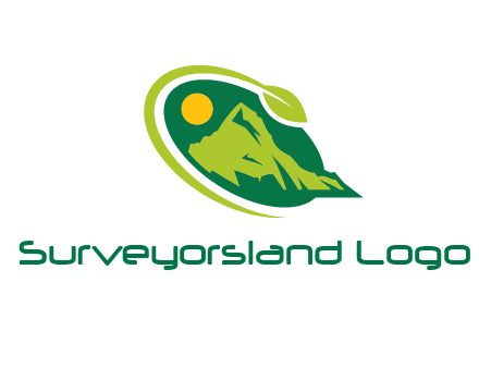 leaf swoosh and mountain logo