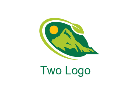 leaf swoosh and mountain logo