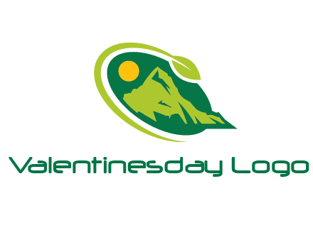 leaf swoosh and mountain logo