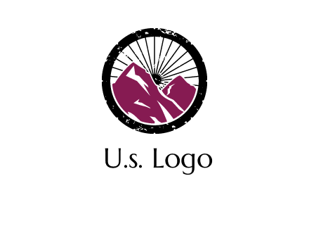 wheel and mountain for ski icon