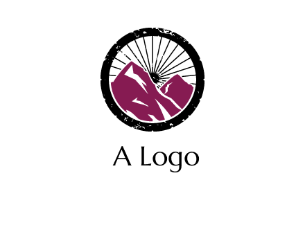 wheel and mountain for ski icon