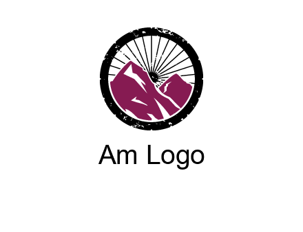 wheel and mountain for ski icon