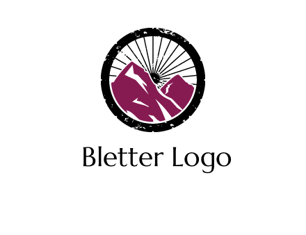 wheel and mountain for ski icon