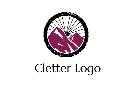 wheel and mountain for ski icon