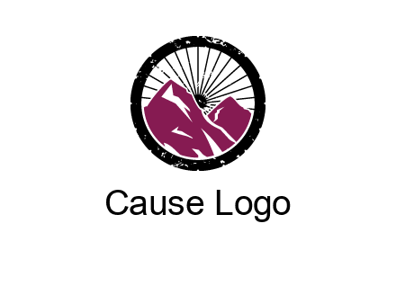 wheel and mountain for ski icon