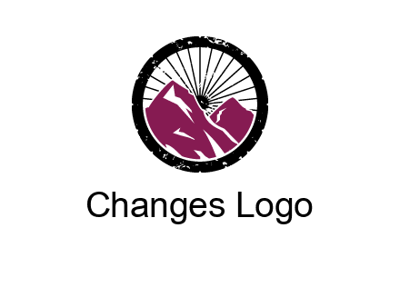 wheel and mountain for ski icon