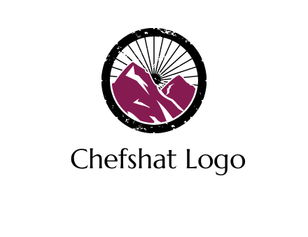 wheel and mountain for ski icon