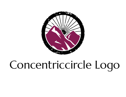 wheel and mountain for ski icon
