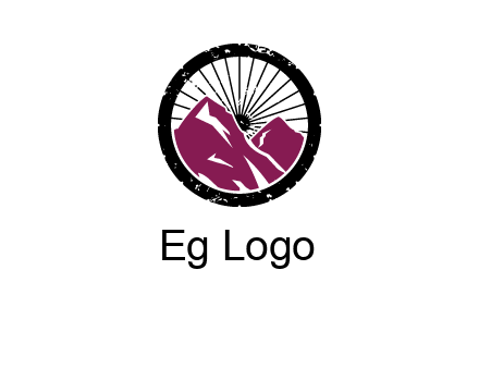 wheel and mountain for ski icon
