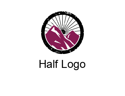 wheel and mountain for ski icon