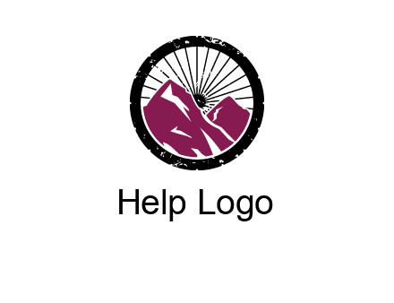 wheel and mountain for ski icon