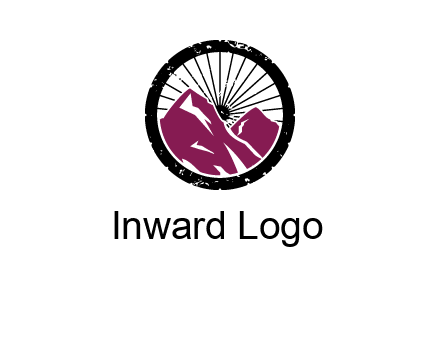 wheel and mountain for ski icon
