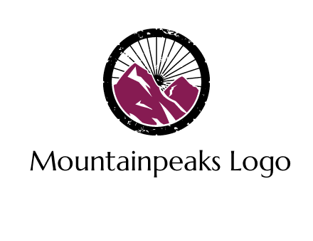 wheel and mountain for ski icon