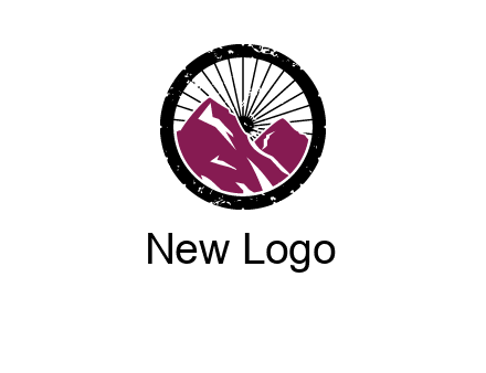 wheel and mountain for ski icon