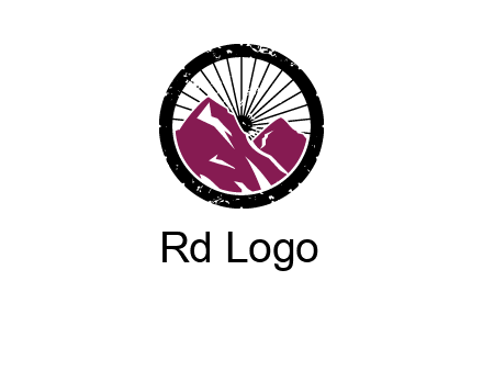 wheel and mountain for ski icon