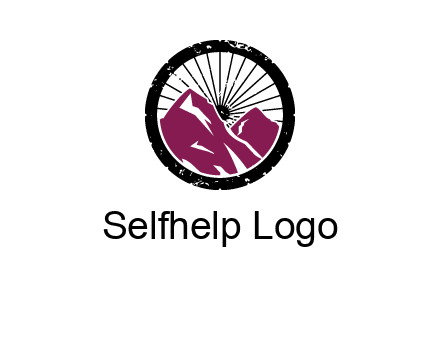 wheel and mountain for ski icon