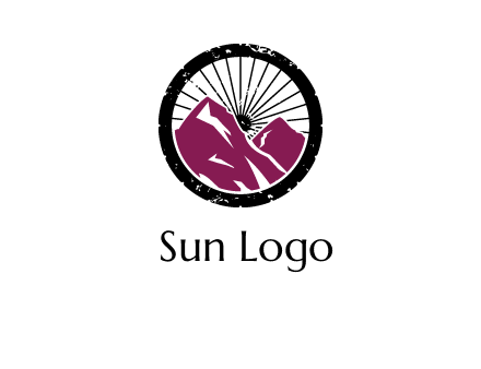 wheel and mountain for ski icon