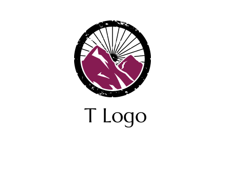 wheel and mountain for ski icon